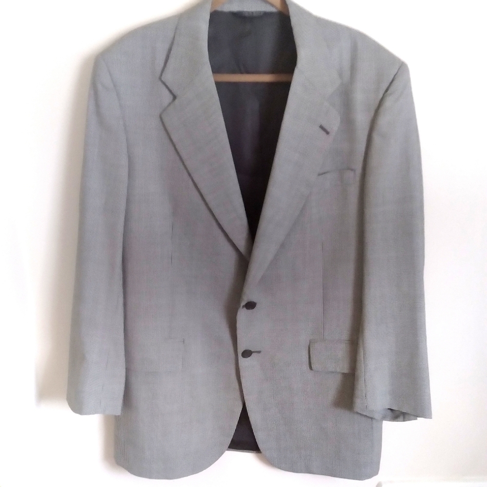 Jos. A Bank Blazer Business Express Black White Mini Houndstooth Mens 43L *FLAW*